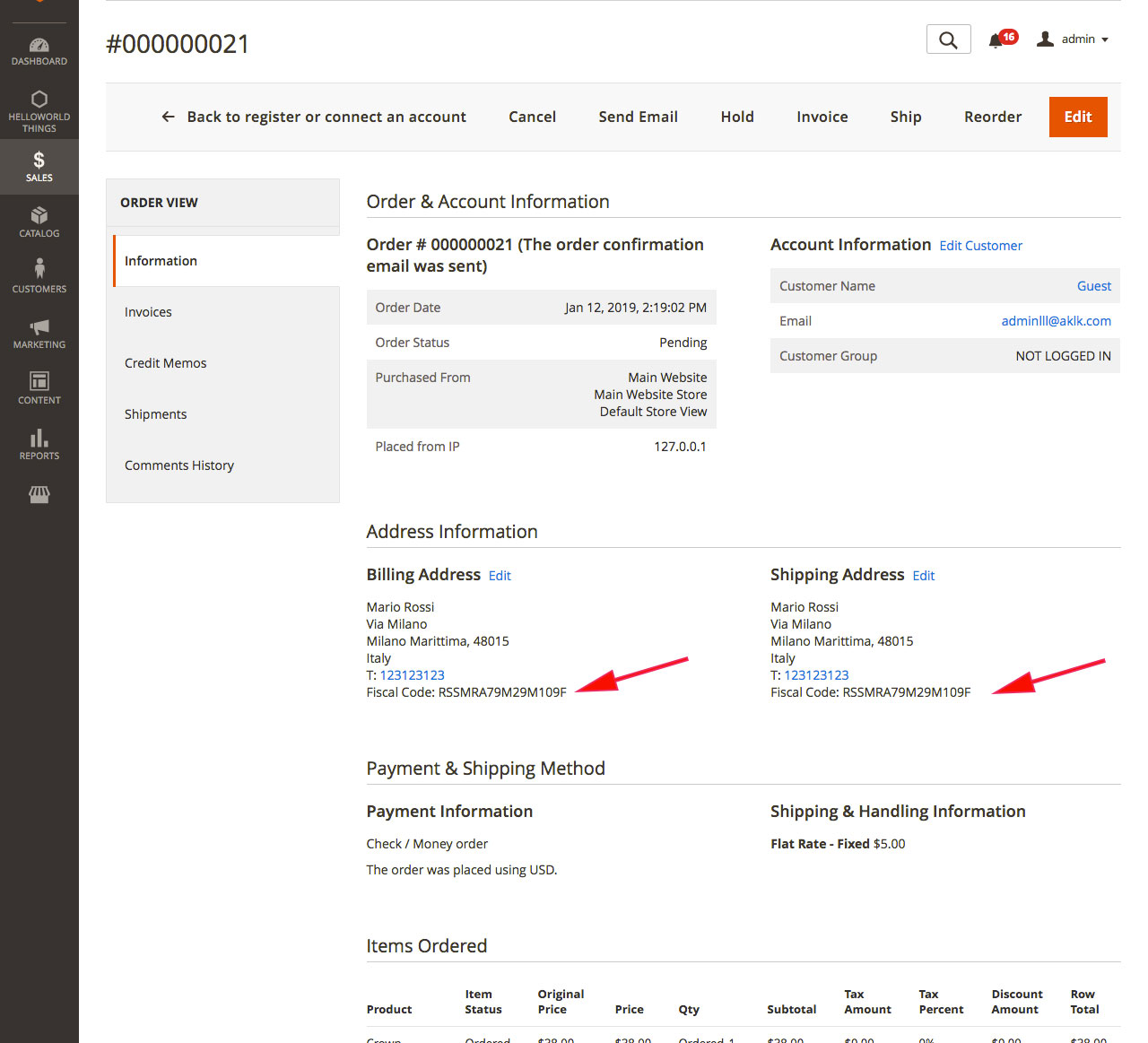 Screenshot - Modulo Fatturazione Elettronica per Italia – Magento 2